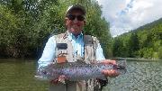 Joe and Rainbow trout, May, Slovenia fly fishing